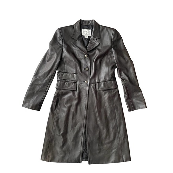Wathne Dresses & Skirts - Vintage WATHNE brown leather coat sz 10 made in USA